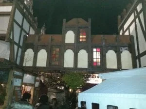Schausteller-Fachwerkkonstruktion für Mittelalter-Weihnachtsmarkt Leipzig
